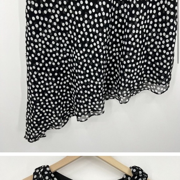Neiman Marcus Black White Bow Detail Polka Dot Asymmetrical Hem Party Dress 14 - Picture 8 of 9